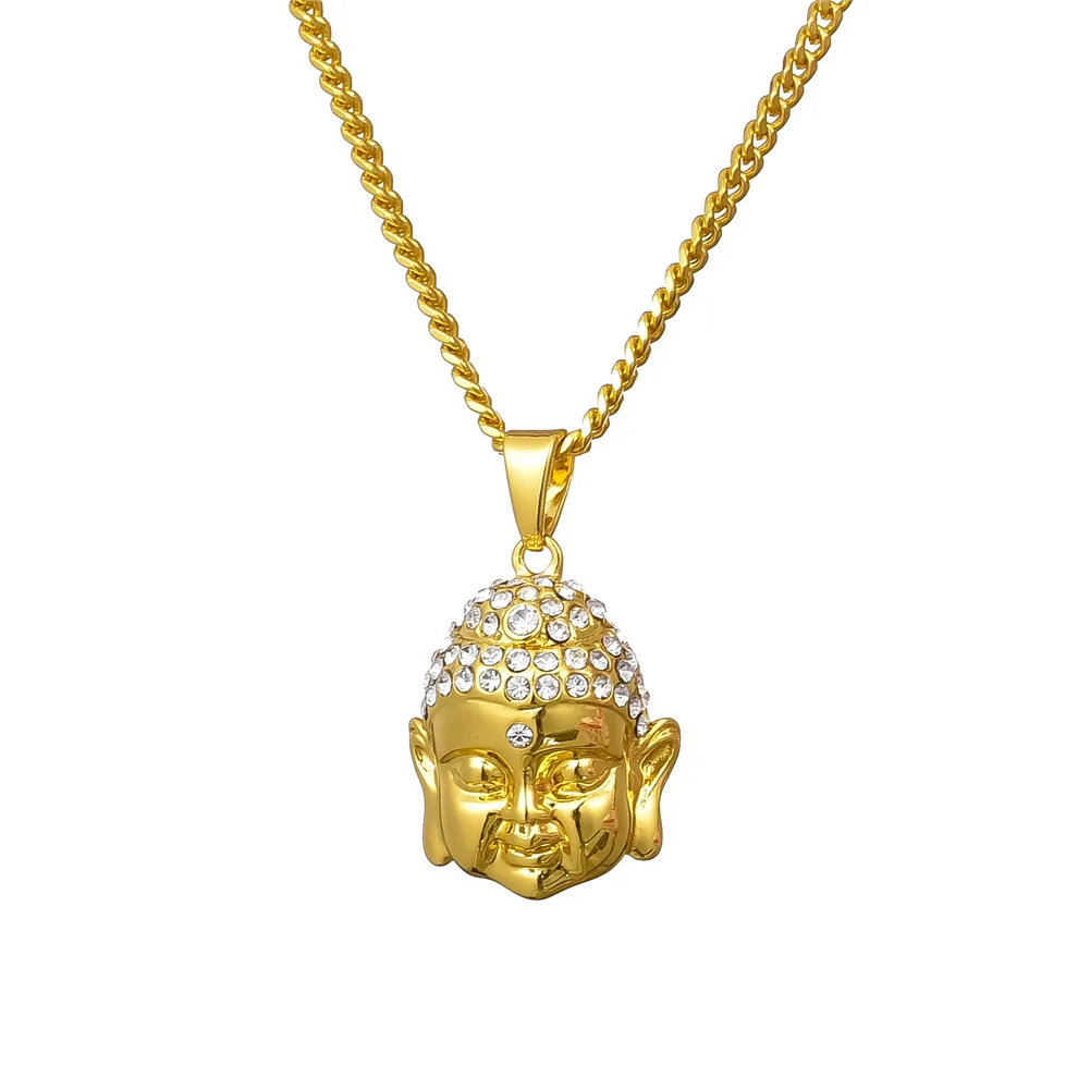 

Gold Plated The Buddha Necklace Fashion Crystal Man Chain Necklace Wholesale Accessories Party Jewelry Gifts