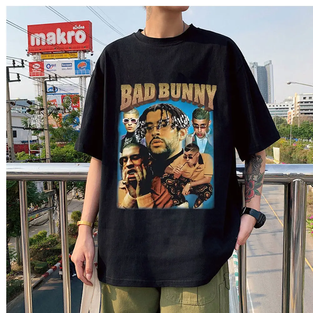 

Hot Sale Oversized Tee Tops Bad Bunny Printed Pupular Couple T-shirt Classic Loose Unique Summer High Quality Unisex Trend Wears