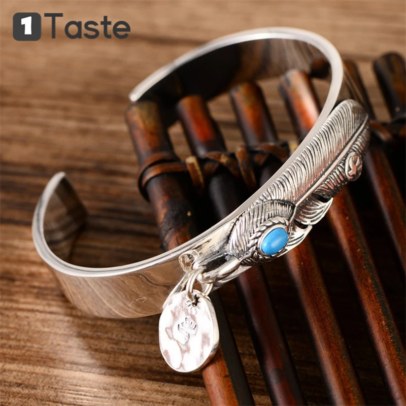Браслет для влюбленных из тайского стерлингового серебра 999 пробы с перьями и
