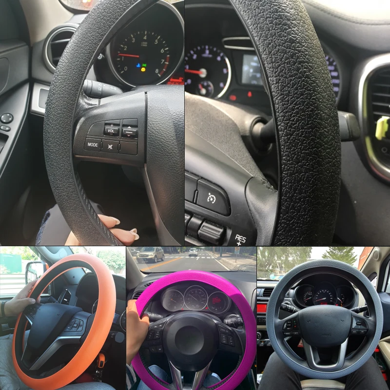 

Car Styling Car Silicone Steering Wheel Glove Cover Multi Color Skin Soft For Lada Mazda Toyota Honda Ford Interior Accessory