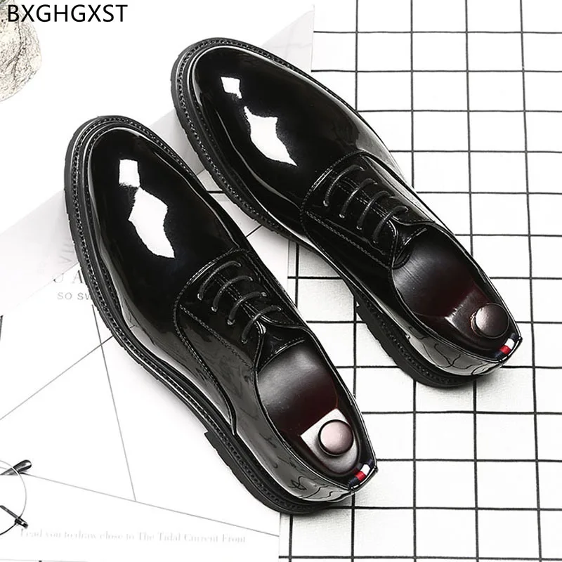 

Black Patent Leather Shoes for Men 2023 Dress Shoes Mens Fashion Formal Oxford Man Shoes High Quality Sapato Social Masculino