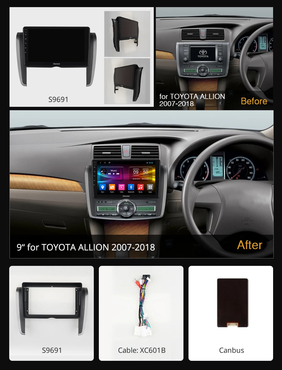 Ownice Car Radio Android 9.0 k3 k5 k6 Autoradio GPS Player for Toyota Allion t260 265 premio 2007+ 4G DSP 360 Panorama Optical | Автомобили