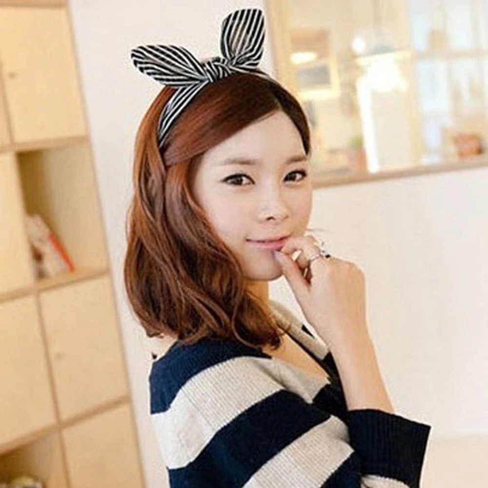 Повязка на голову с бантом женская цветной ободок в богемном стиле большим