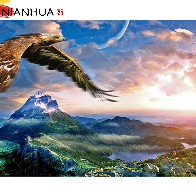 Алмазная живопись 5D Eagle Natural Mountain And изображение реки Набор для вышивки мозаика