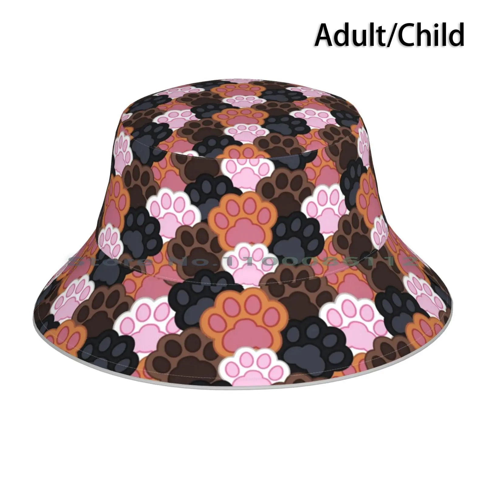 

Kitty Paw Pattern Bucket Hat Sun Cap Paws Kitty Cat Cute Various Pattern Toe Beans Floramouse Foldable Outdoor Fisherman Hat