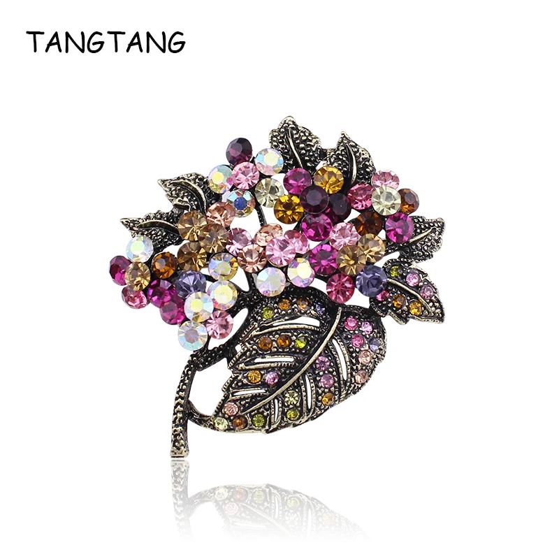 TANGTANG антикварная Золотая брошь для женщин розовая Цветочная Брошь булавки