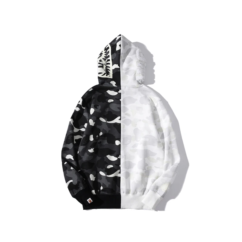 

Shark Head Black and White Luminous Color Block Sweatshirt M~3XL