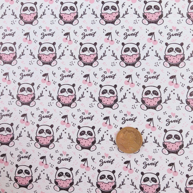 Искусственная кожа 30 х13 см в рулоне с изображением панды для рукоделия лука | Дом