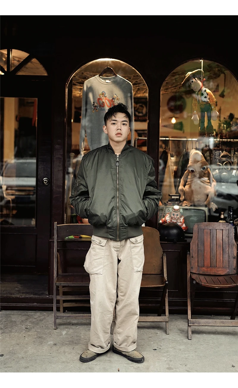 Мужская зимняя куртка бомбер с нейлоновой подкладкой и защитой от ветра|Мужские