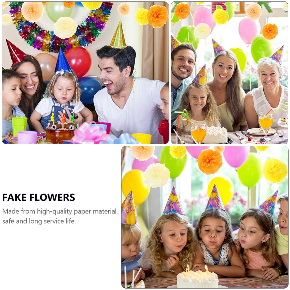 

12 Pcs Paper Flower Ornament Birthday Party Delicate Fake Flower Decor