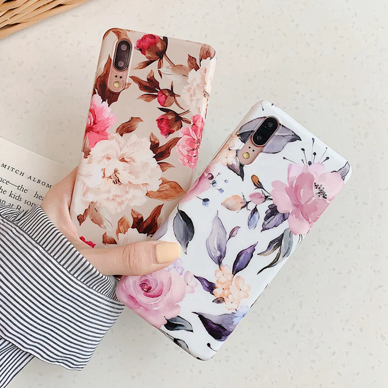 Retro Monstera Leaf Case For Huawei Mate 20 P30 Pro P30Pro P20 Lite P20Pro Soft TPU Cover Fashion Art Painted Rose Flower Fundas |