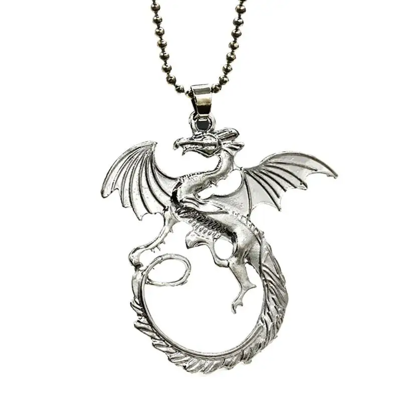 Новая мода Серебряный Кулон Дракон Ожерелье чокер серебряная металлическая цепь