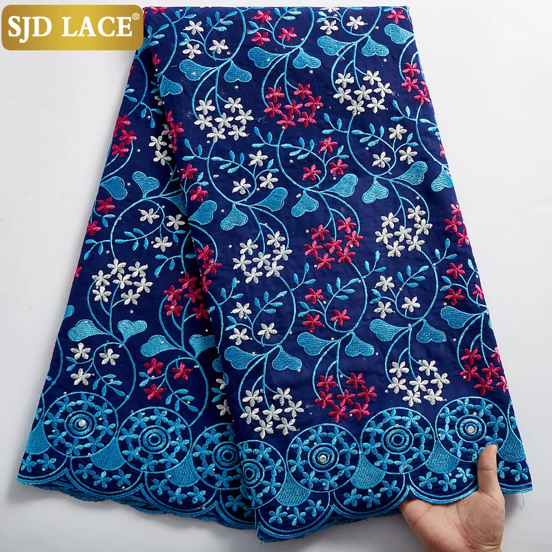 SJD LACE African Dry Lace Fabric Black Embroidery Swiss Voile In Switzerland Garments Material For Wedding Dress Sew A2384 | Дом и сад