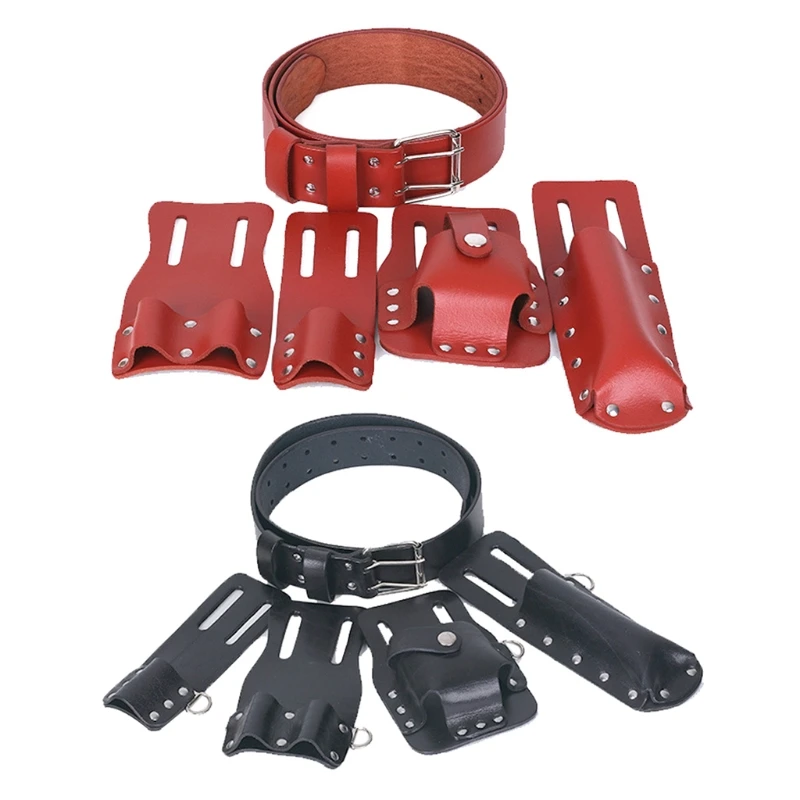 

5 in 1 Leather Tool Belt Pouch Suitable for Camping Mountain Climbing Traveling