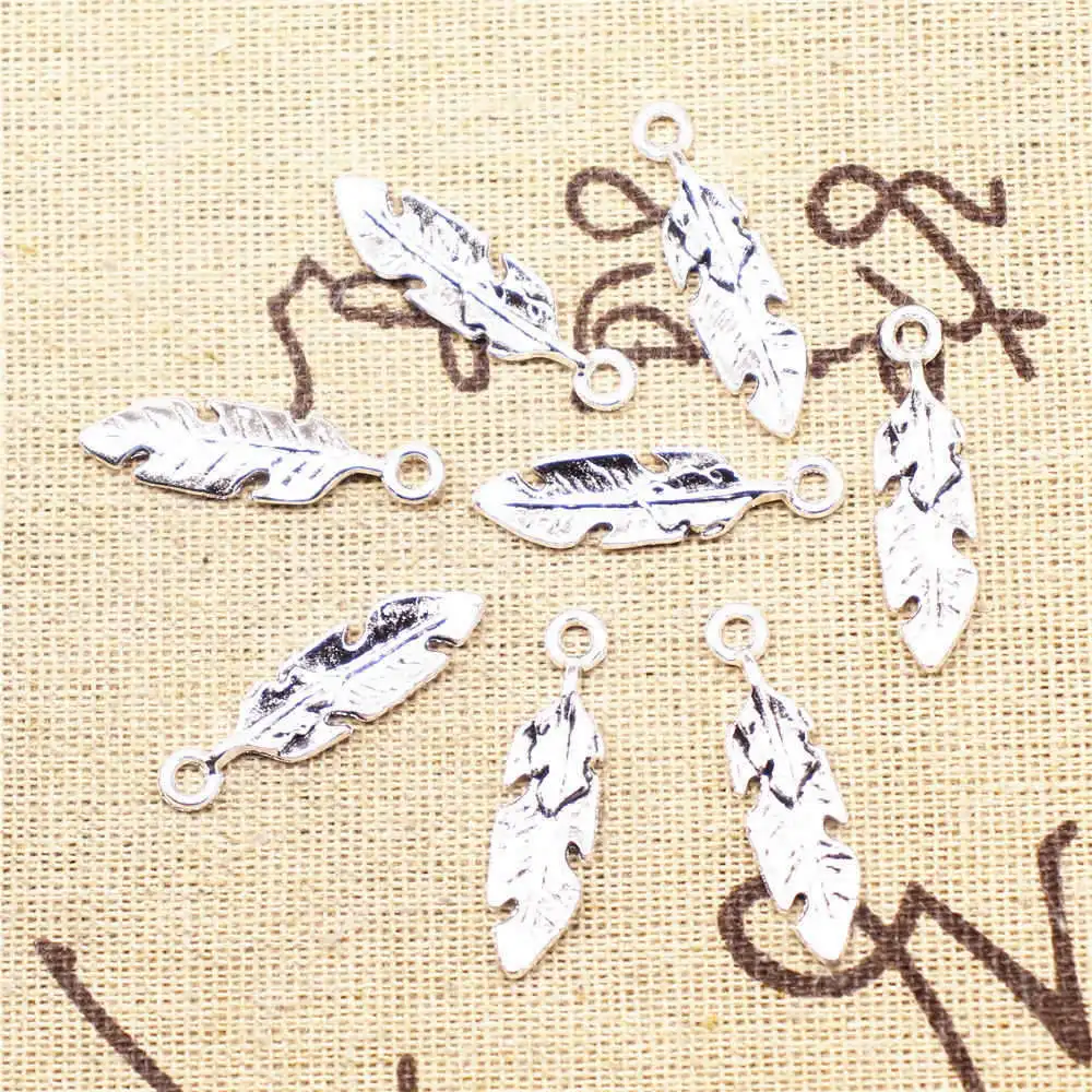 

Leaves Charms Supplies For Jewelry Making Kit Antique Silver Color 20pcs 8x19mm