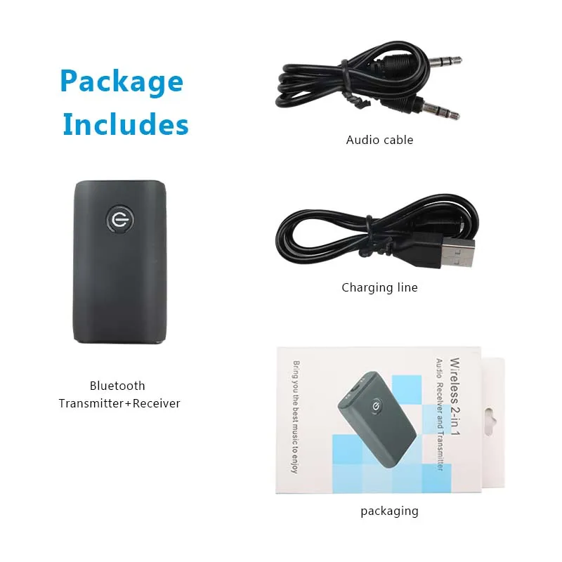 2 in 1 Wireless Bluetooth-compatible 5.0 Transmitter Receiver Chargable for TV PC Car Speaker 3.5mm AUX Hifi Music Audio Adapter |