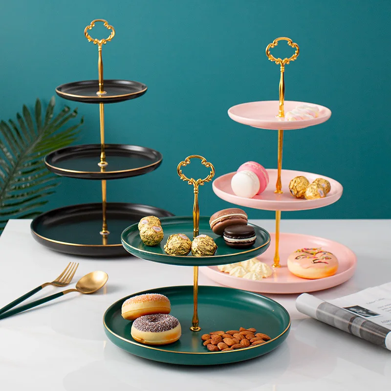 

Nordic Style Candy Plate Tableware Tray Display Rack 3 Tier Ceramic Cake Stand Wedding Plates Party Afternoon Tea Snack Plate