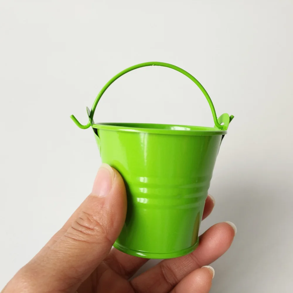 100Pcs/Lot D6xH5.5CM easter gift box green Iron t favor holder Mini Pail Candy boxes wholesale | Дом и сад