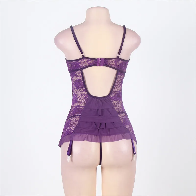 

HOTLace Babydoll 5XL 6XL Plus Size Nightwear Underwire Women Porno Sexy Underwear With G String Floral Lingerie Sexy Erotic