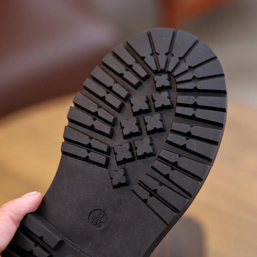 Детская Обувь зимние детские ботинки для маленьких девочек длинные кожаные на