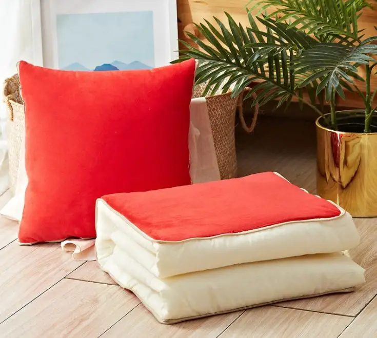 Multifunctional cotton cartoon quilt blanket portable foldable square throw pillow home office car air conditioning 40*40 | Дом и сад