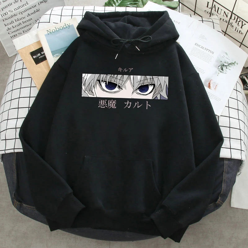 

Толстовка мужская с капюшоном HunterxHunter KILLUA Eyes Plus, в стиле аниме Харадзюку, с длинными рукавами, 2021