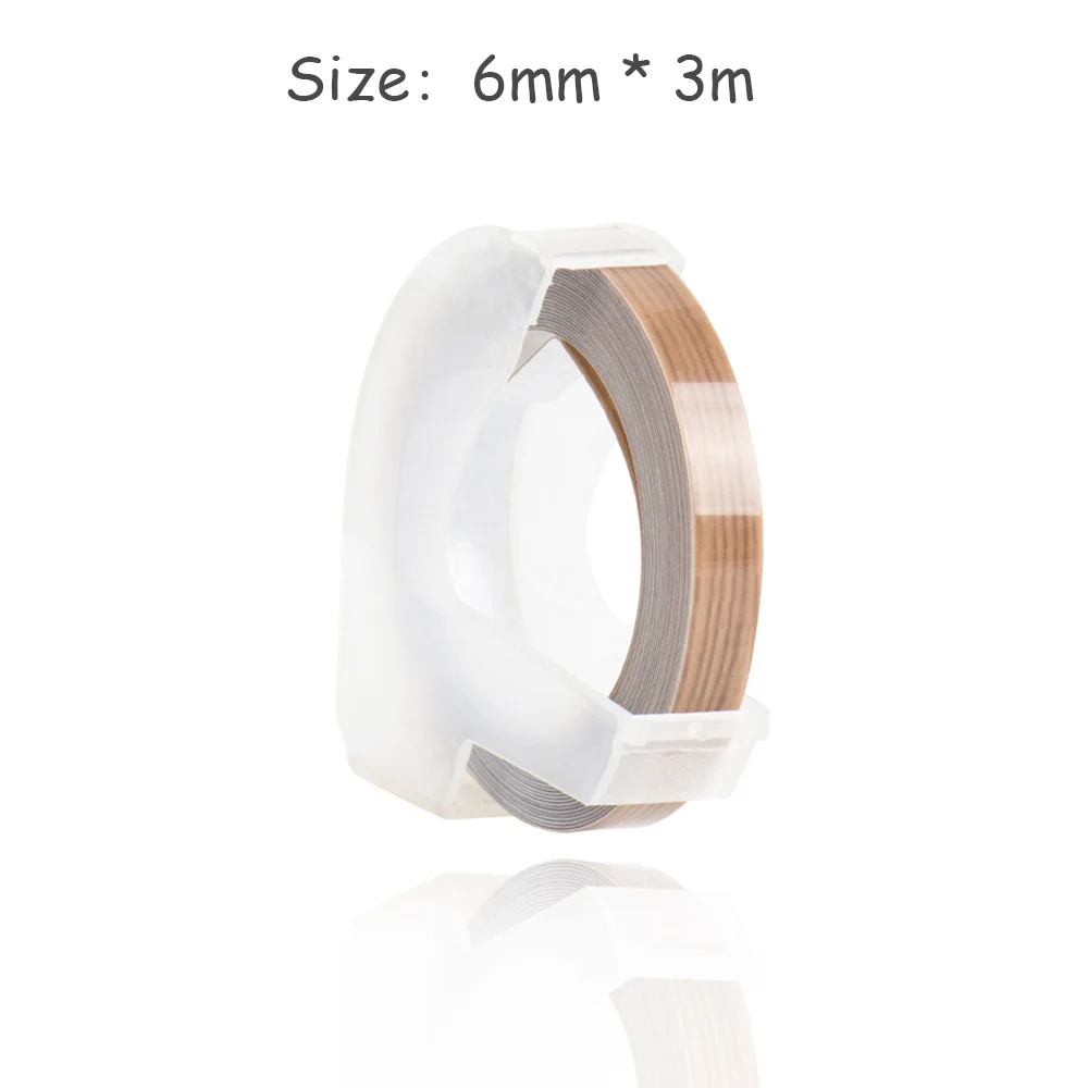 CIDY 3 рулона 9 мм* 3 м Dymo 3D пластиковые деревянные цветные тисненые ленты для Тиснения Этикеток DYMO 1011 1610 12965 MOTEX E101 - Цвет: 6mm wood