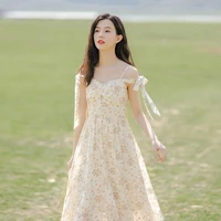 chiffon floral suspender dress small fresh and sweet fairy super fairy first love dress french female summer 2021 new style
