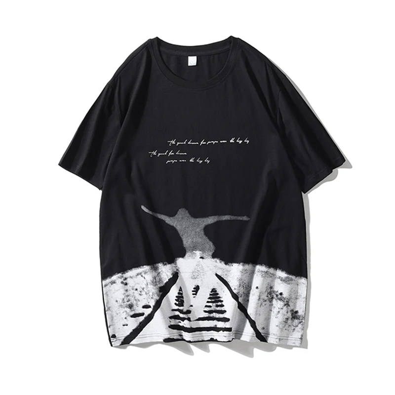 

Футболка мужская с круглым вырезом, модная тенниска с граффити, Повседневная универсальная Свободная майка в стиле Харадзюку, уличная одеж...