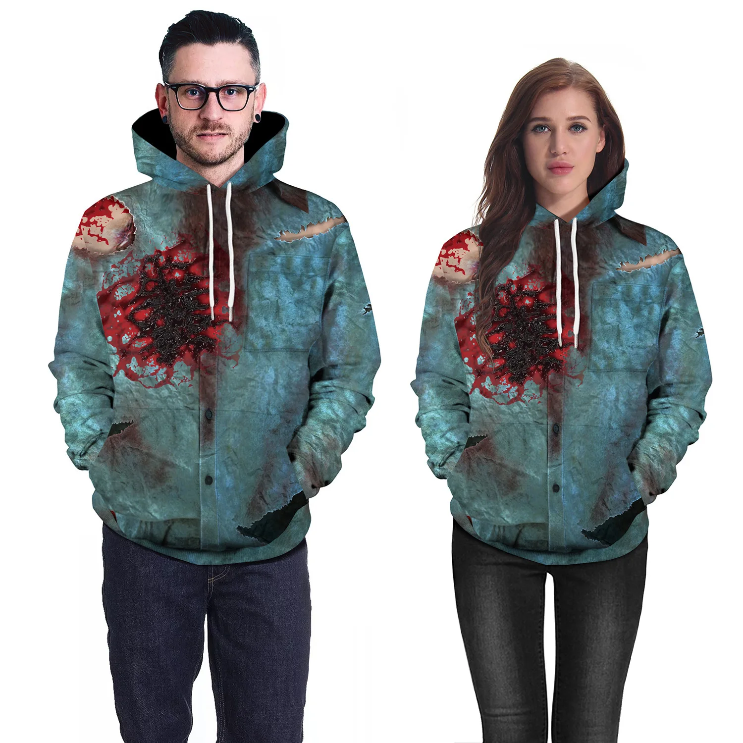 Европейский и американский Хэллоуин Зомби цифровой печати с капюшоном свитер