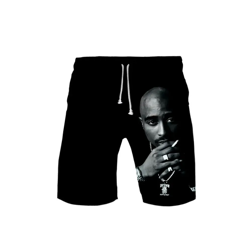 2Pac Shorts 3D Clothing Basketball Women Men's Short Pants Hip Hop Style Streetwear R.I.P Rapper Tupac | Мужская одежда
