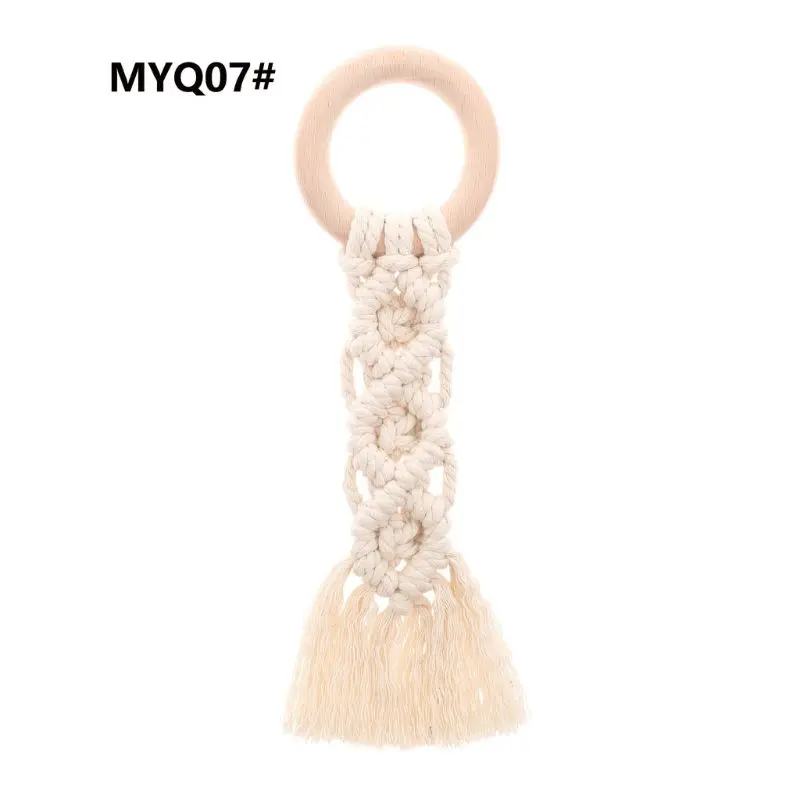 20 Радуга кисточкой макраме деревянный Boho детский Прорезыватель хлопок шнур дерево Прорезыватель зубов игрушка Душ подарок E65D - Цвет: 20