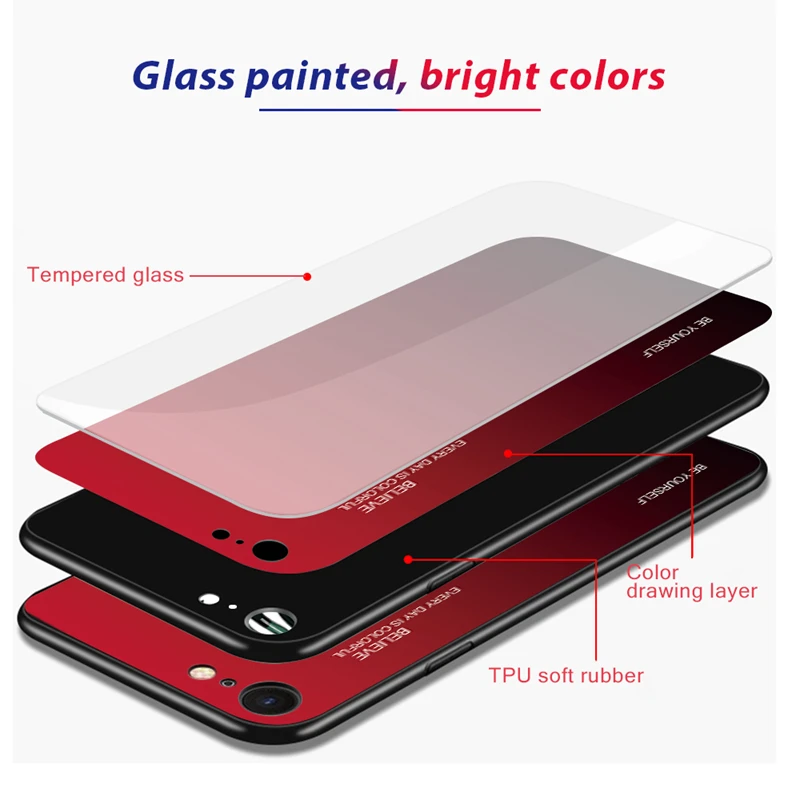 Gradient Tempered Glass Case For iPhone XR 7 8 6 6s Plus on the X XS Max Phone Cases Cover Protective Fundas |