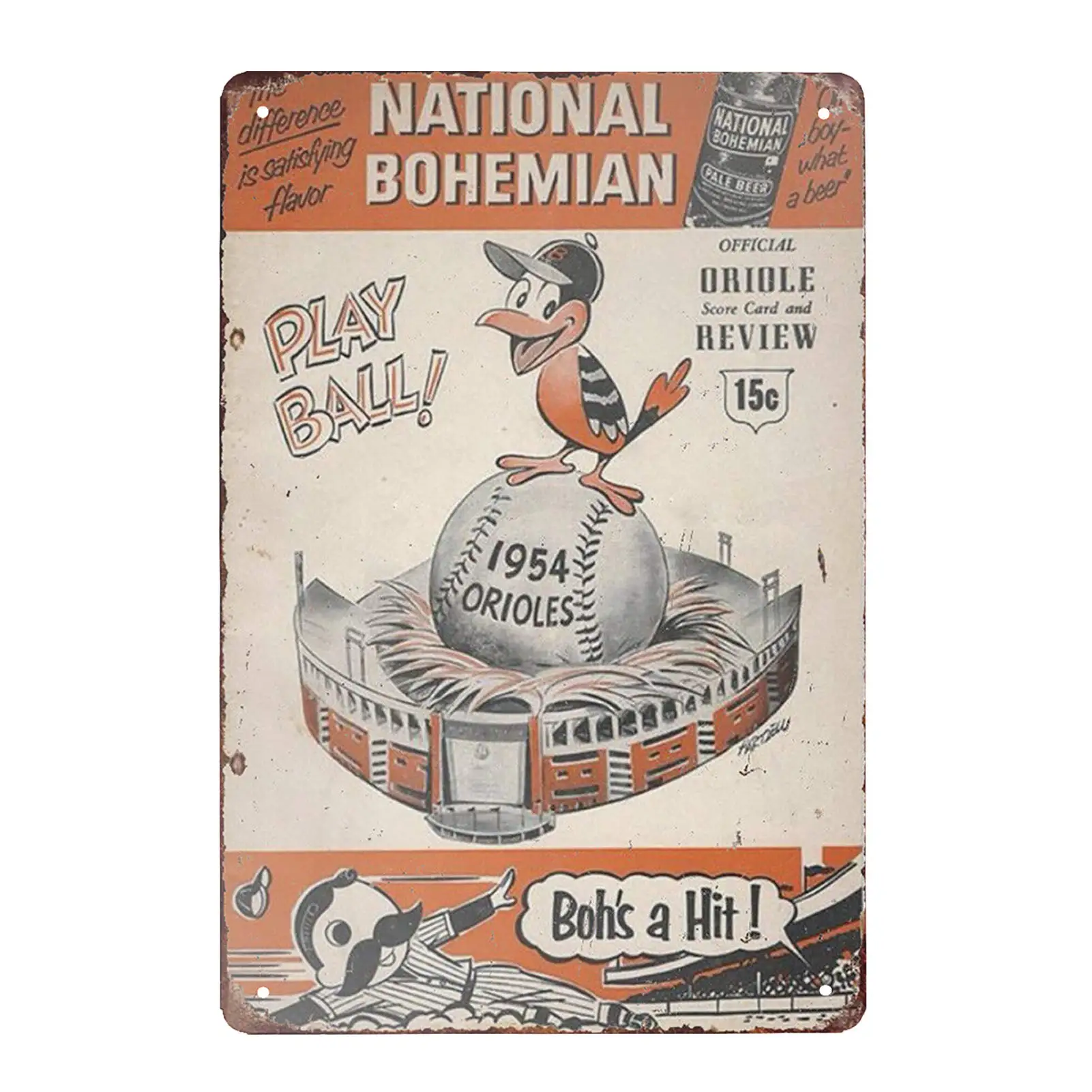 

Jesiceny New Tin Sign National Bohemian Beer Mr. Boh's Vintage Ad Aluminum Metal Sign 8x12 Inches