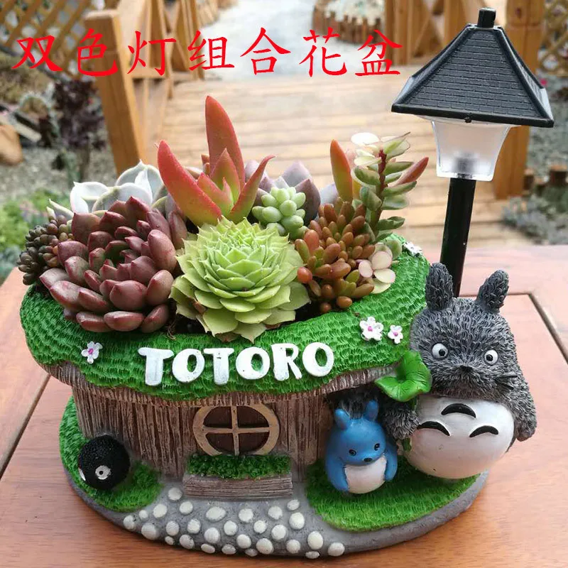 

Shanghedao creative cartoon succulent flowerpot original two-color LED lamp resin flowerpot