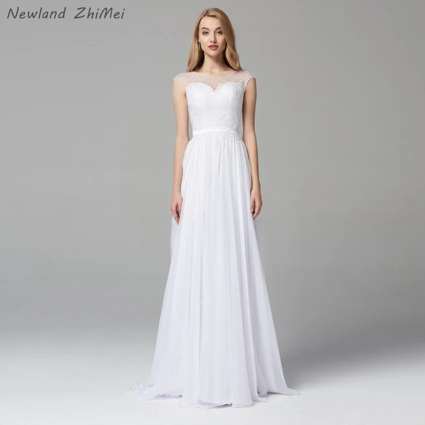 Vintage Boho Wedding Dresses Elegant Sexy Front Side Slit A Line Long Backless Chiffon Bride Dress robe de mariee