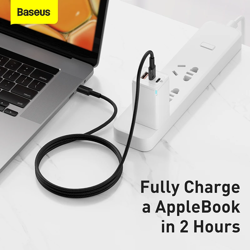 Кабель Baseus 100 Вт USB Type C к PD быстрая зарядка USB-C кабели для ноутбука Xiaomi Poco X3 Samsung S9