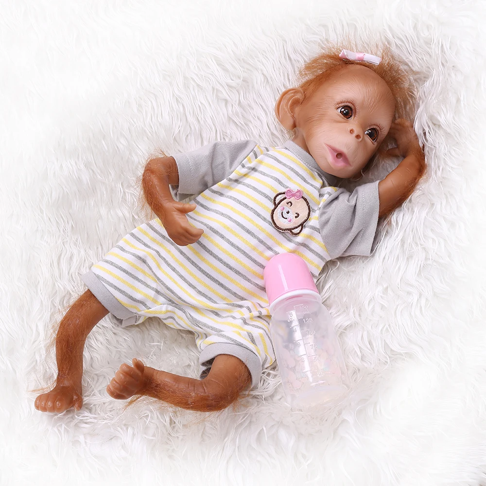 

Funny 45CM handmade detailed painting reborn baby Monkey orangutans collectible high quality art doll gift