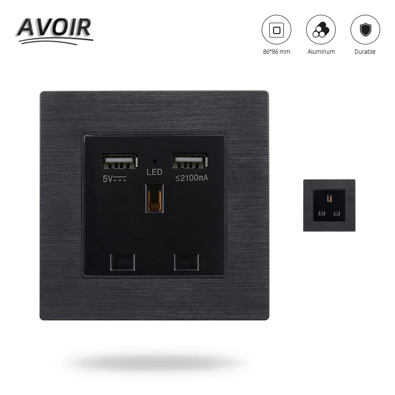 Avoir розетка стандарта Великобритании с двумя usb портами для мобильного