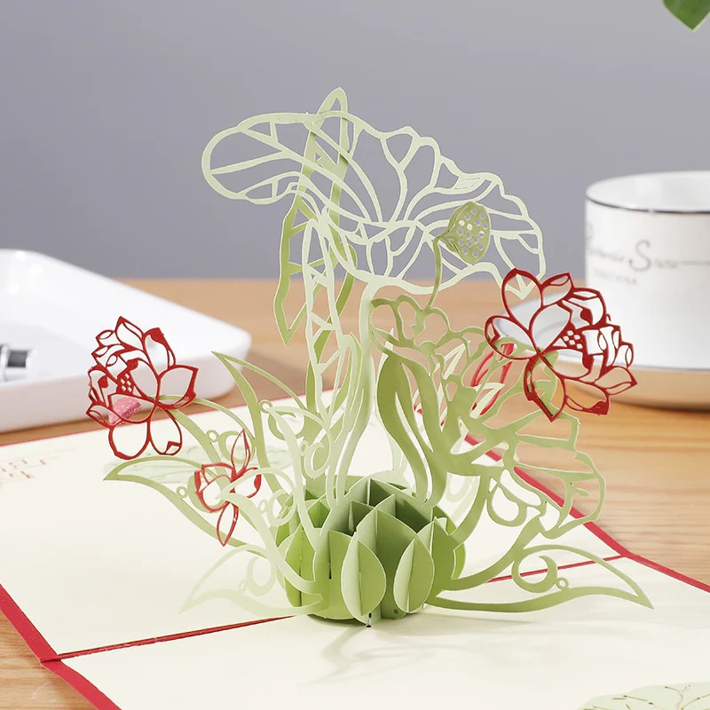 

1pc 3D Pop-Up Cards Flowers Birthday Card Anniversary Gifts Postcard Christmas Valentine' Day Party Wedding Decoration