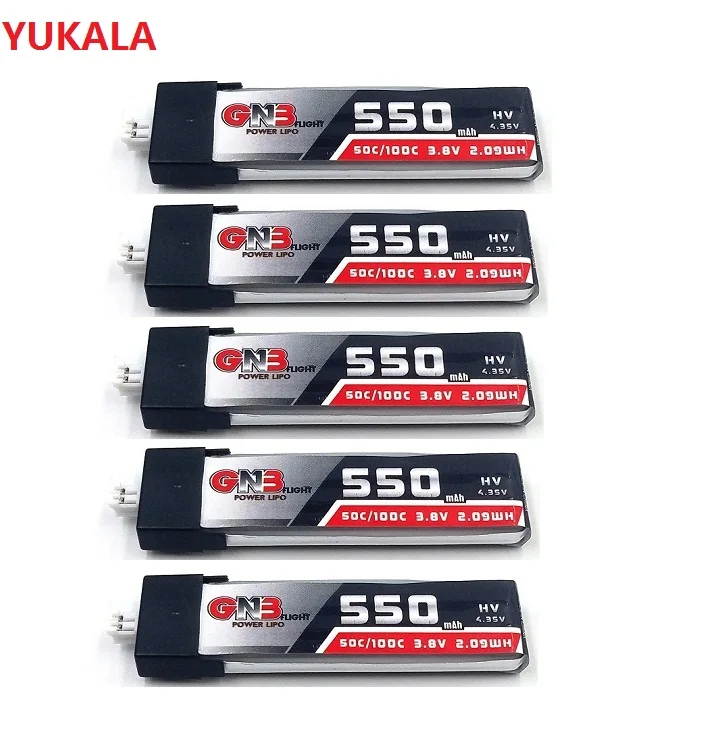 

YUKALA 2-5pcs 3.8V 550mAh 50C LiHV LiPo battery PH2.0 Plug for TINY8X TINY7 B06 Beta75 FPV rc Drone 3.8V 550MAH