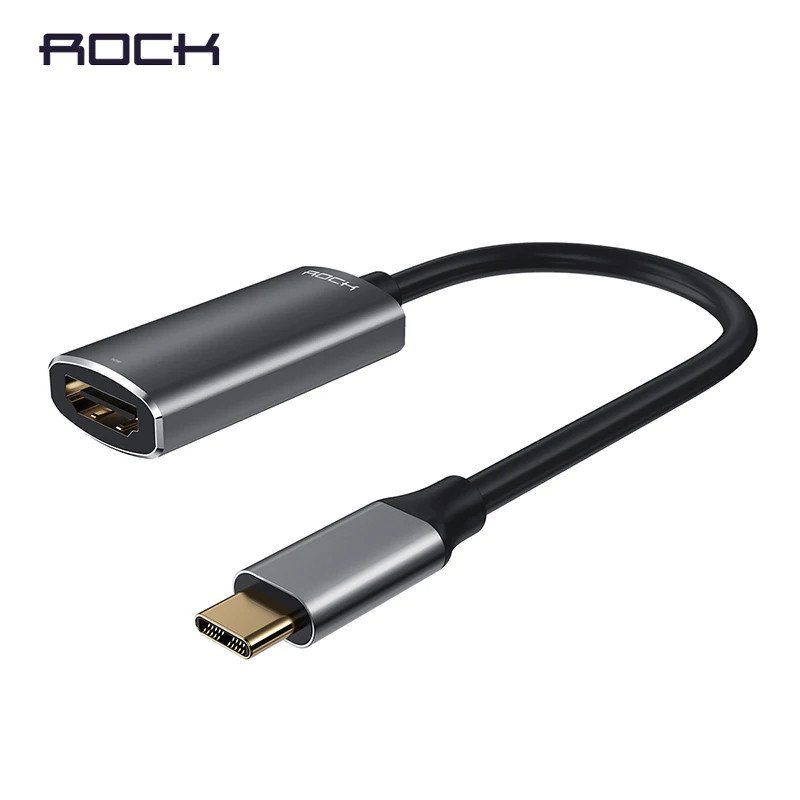 ROCK usb type C к HDMI Кабель-адаптер USB-C к HDMI адаптер конвертер «Папа-мама» для MacBook Matebook samsung S10 huawei P20 - Цвет: Space Grey