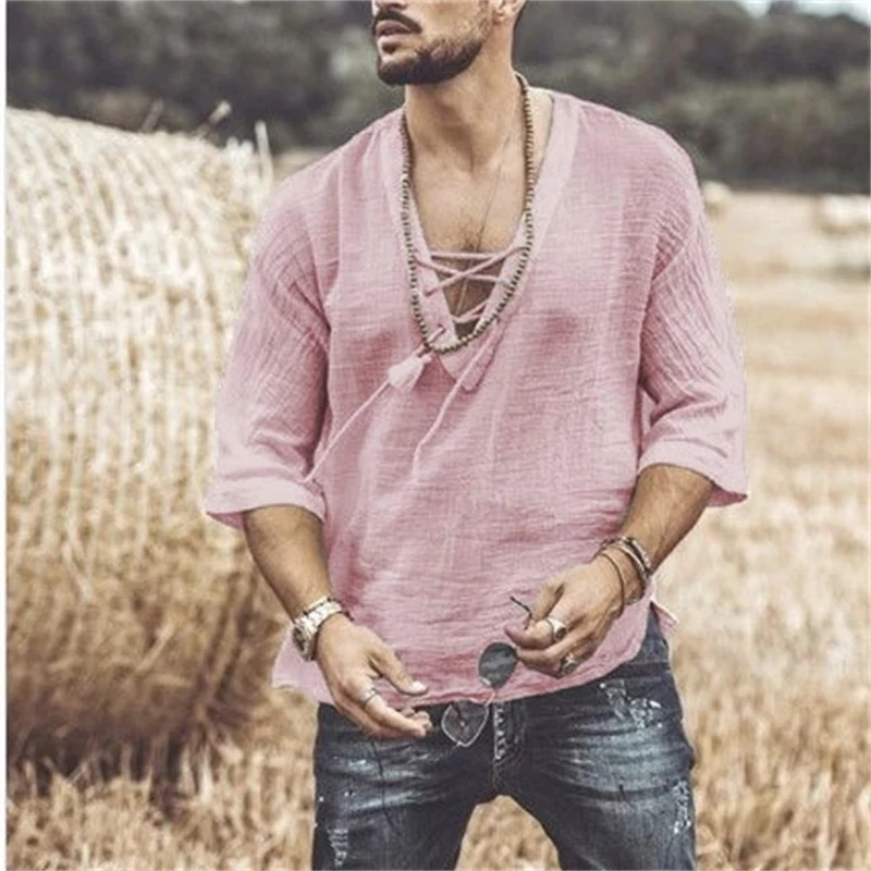 

Футболка полые льняная футболка с глубоким v-образным вырезом повязки сексуальный футболки одноцветные футболки с короткими рукавами Топ