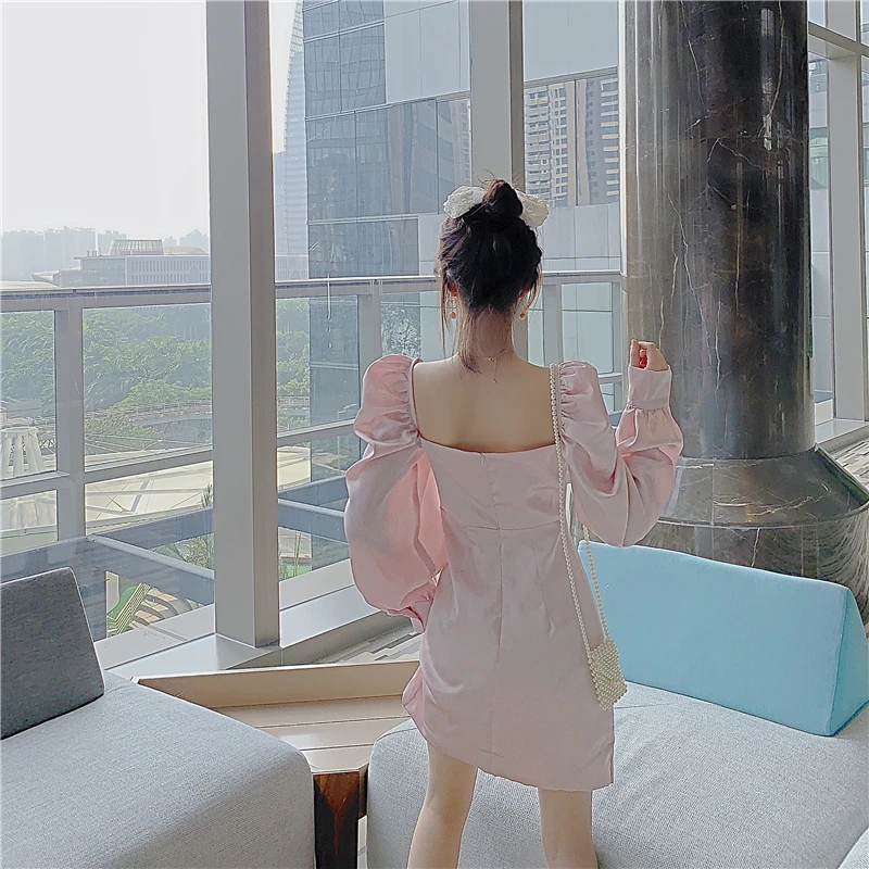 Высококачественное атласное платье с длинным рукавом платья в стиле ретро