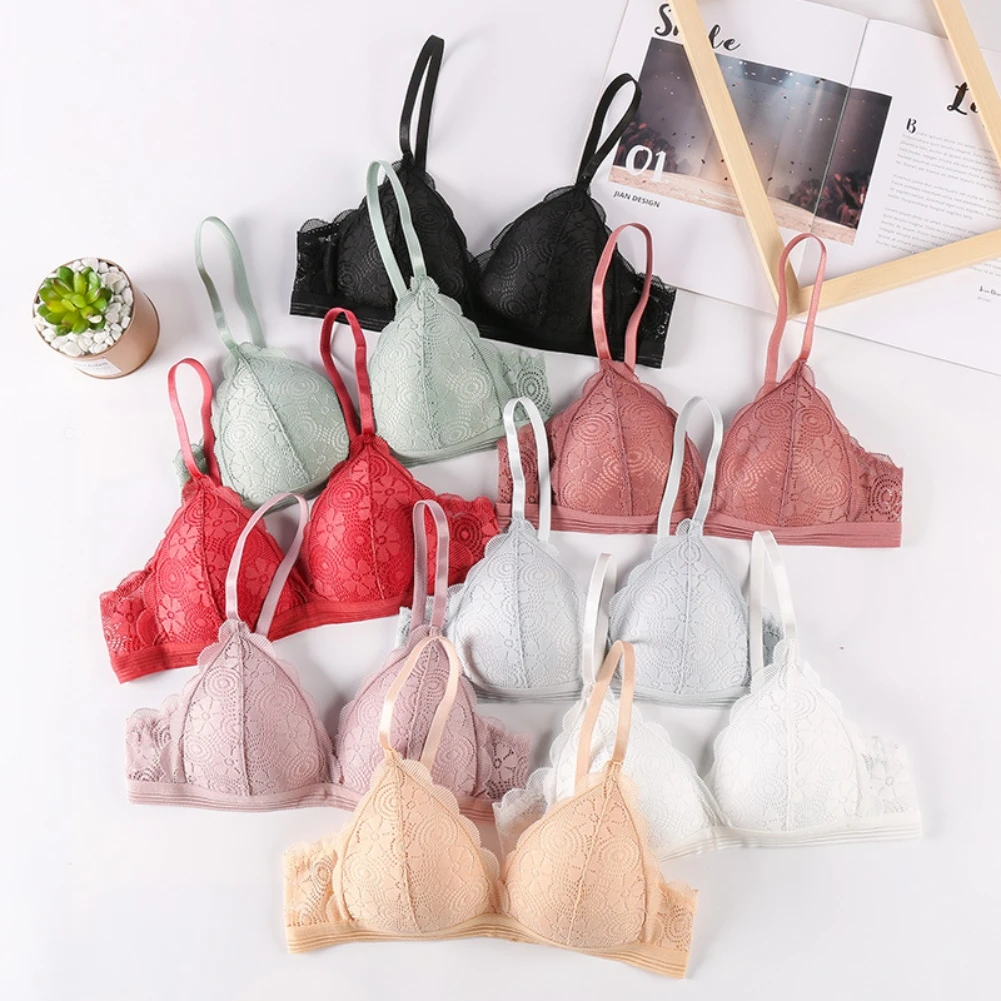 

Women Beauty Bralette Lace Bras Top Comfort Underwear Y-line Straps Backless Wirefree Lingerie Push Up Plus Size Bra