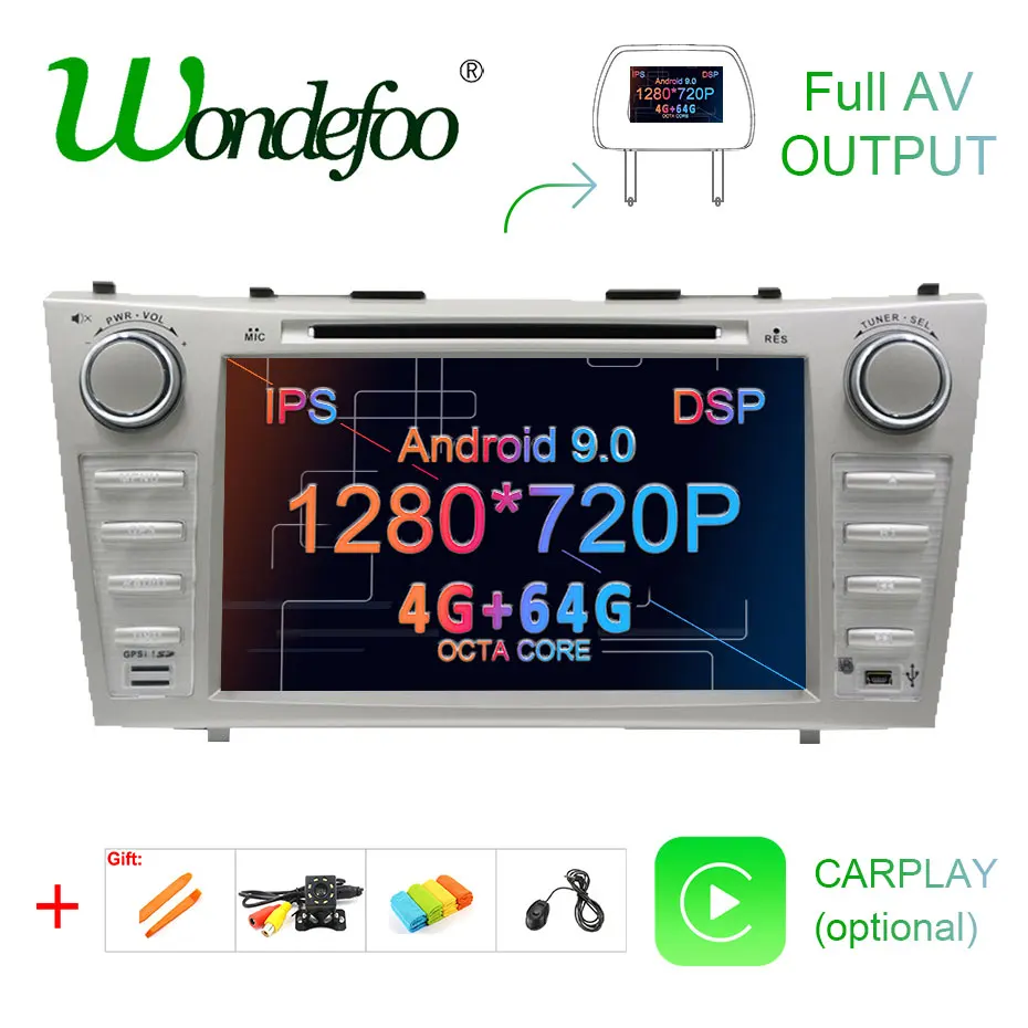 DSP ips 4G ram 64G rom Android 9,0 AV выход автомобильный dvd-плеер для Toyota Camry 2007 2008 2009 2010 gps-навигация, радио, стерео