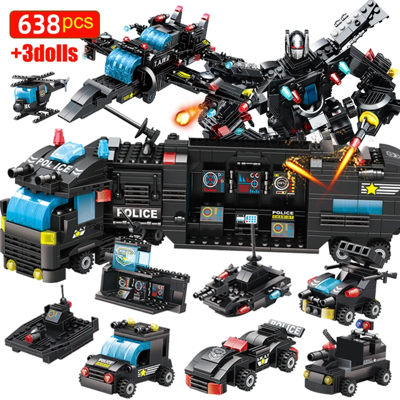 Конструктор детский городской полицейский участок военная команда спецназа