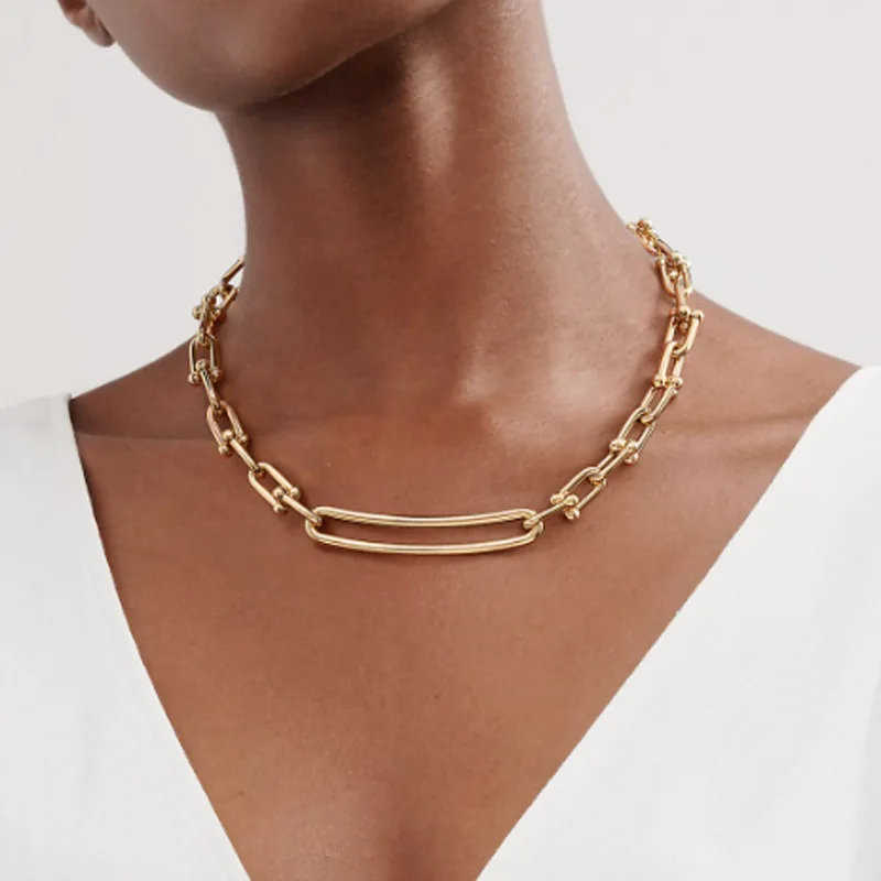 

Titanium Steel U Shape Hip Hop Necklace 210325-43