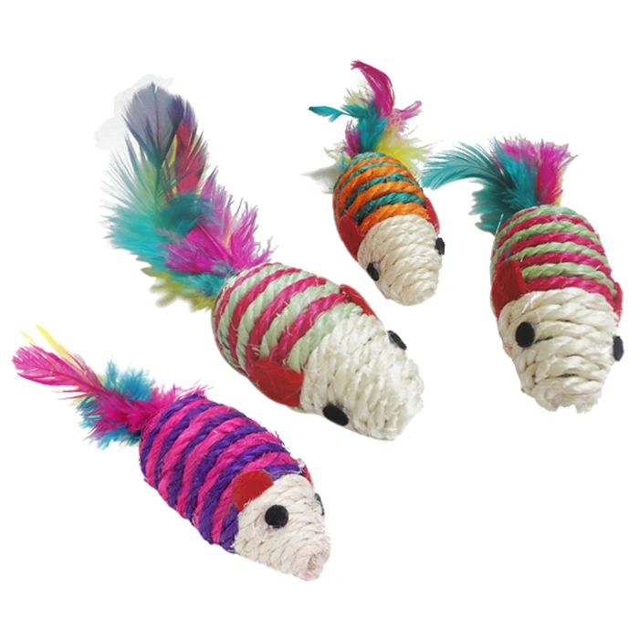 Игрушка вязаная мышь Когтеточка для кошки разноцветные | Дом и сад