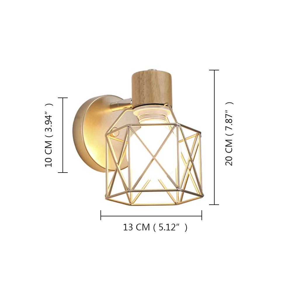 

Industrial Led Metal Wall Light Decorate Home Bedroom Kitchen Restaurant Wooden Wall Sconce Indoor Lamps Lighting Fixture Gold